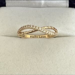 14K Gold Womens Wedding Band with Rope Crossover and Lab Created Diamonds